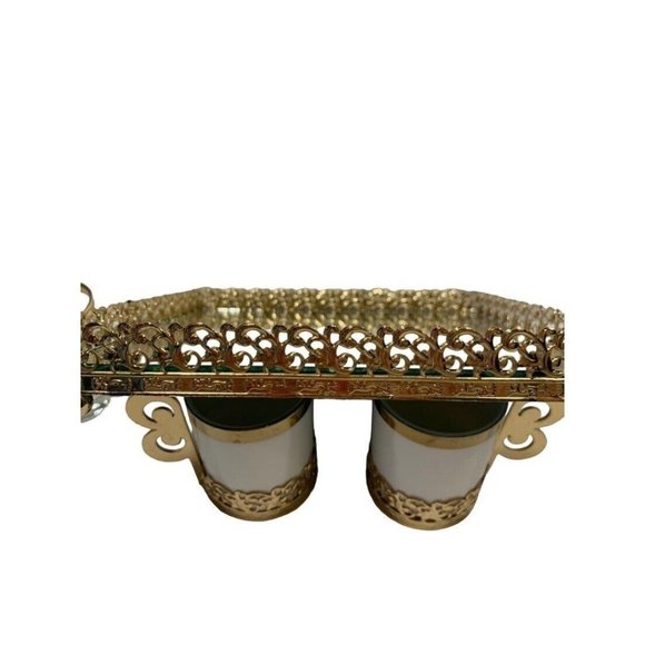 Turkish Gold Mirrored Tray Espresso Cups & Shot Glasses Ottoman Style Set For 2 - Picture 7 of 12